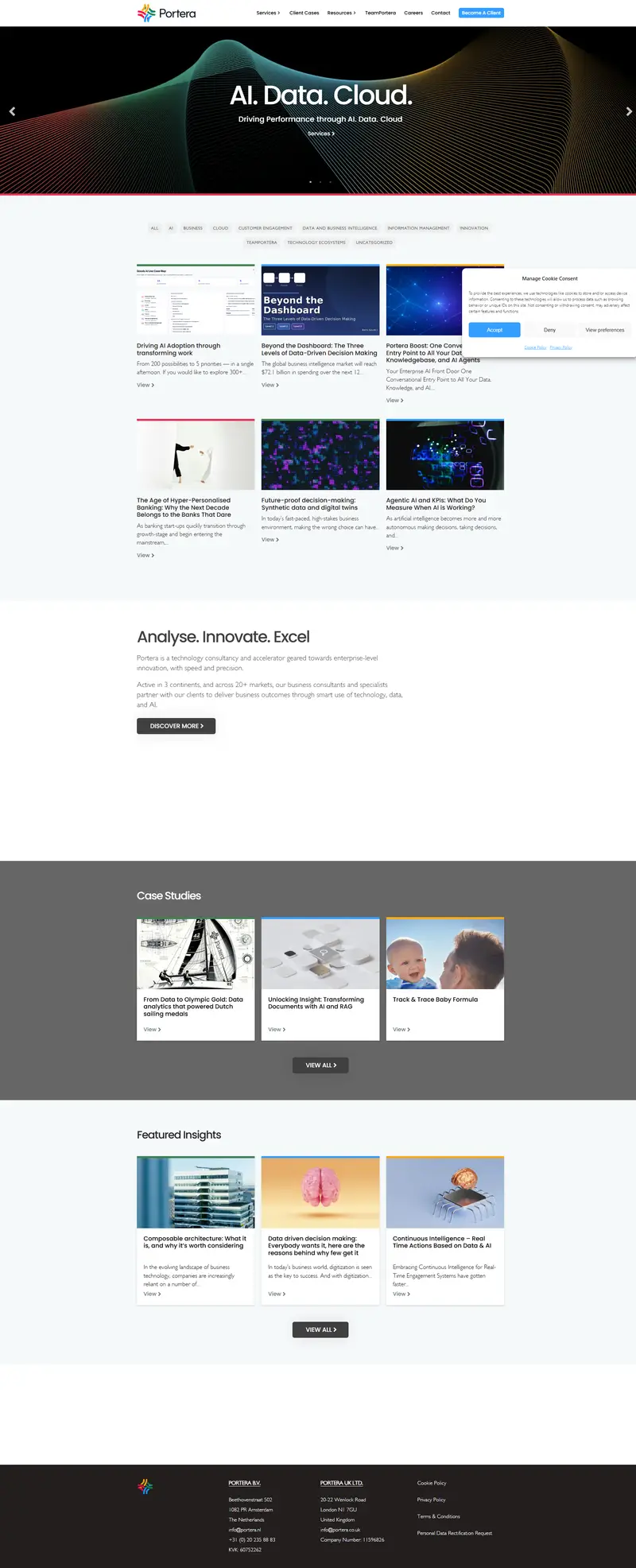 Portera | AI. Data. Cloud. website screenshot