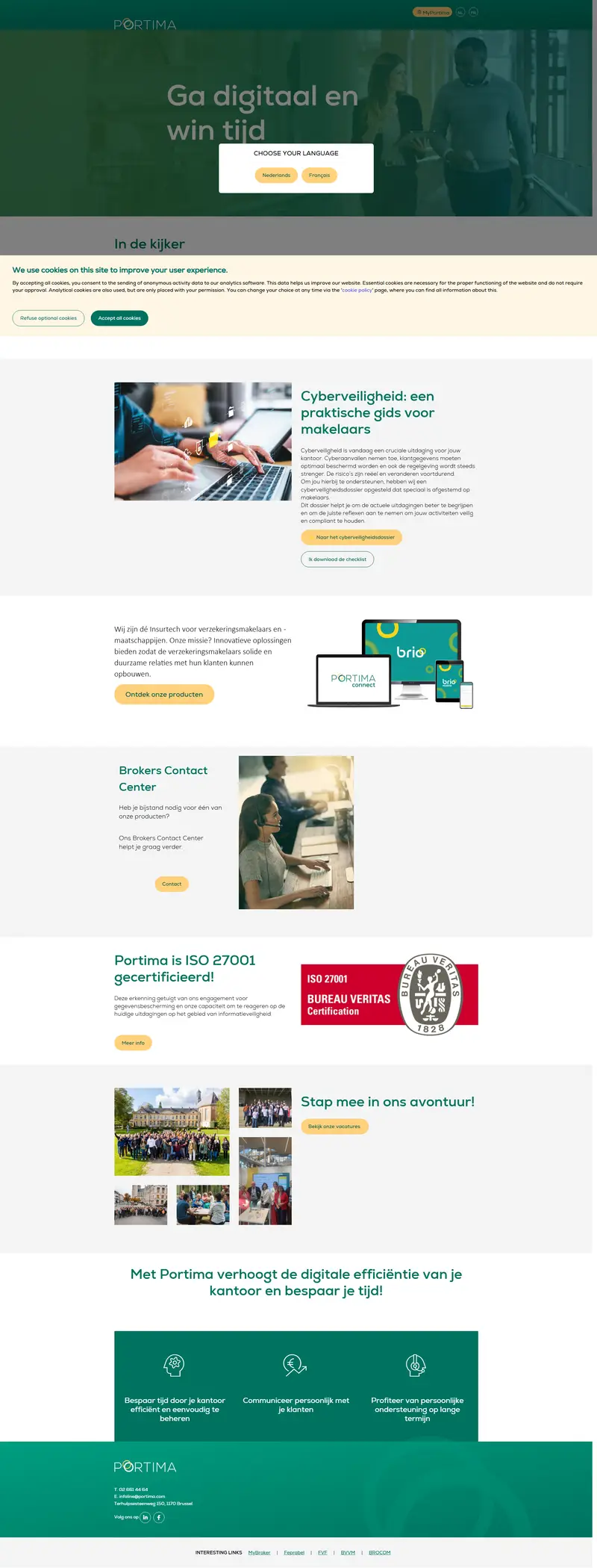 Portima, dé Broker Tech bij uitstek voor verzekeringsmakelaars | Portima website screenshot