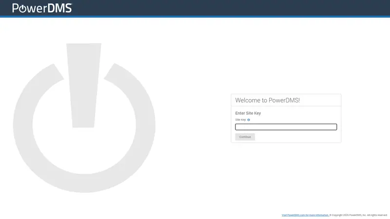 PowerDMS Login website screenshot