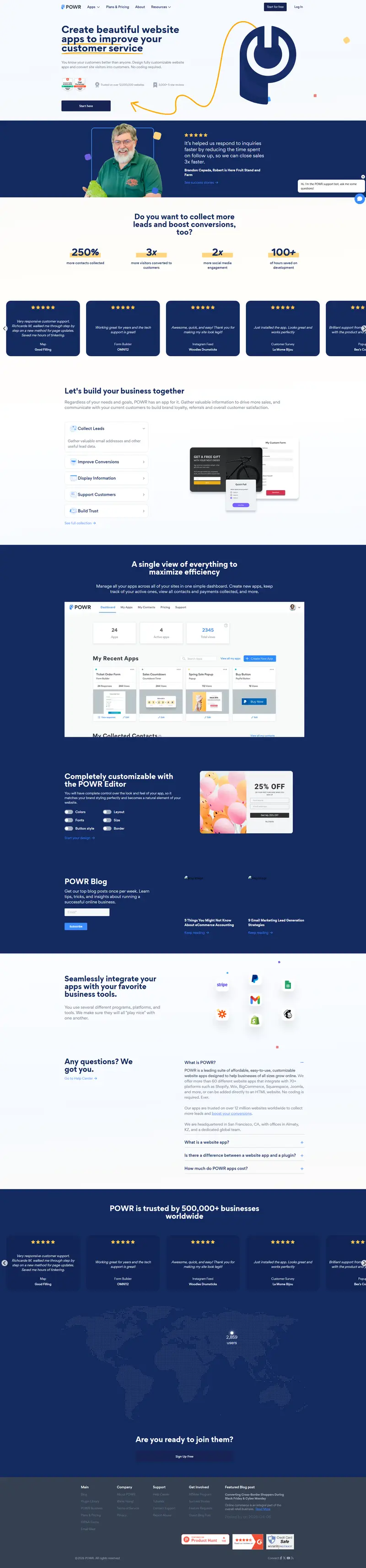 POWR: Create Free Beautiful Website Apps & Plugins. worker 1001 website screenshot