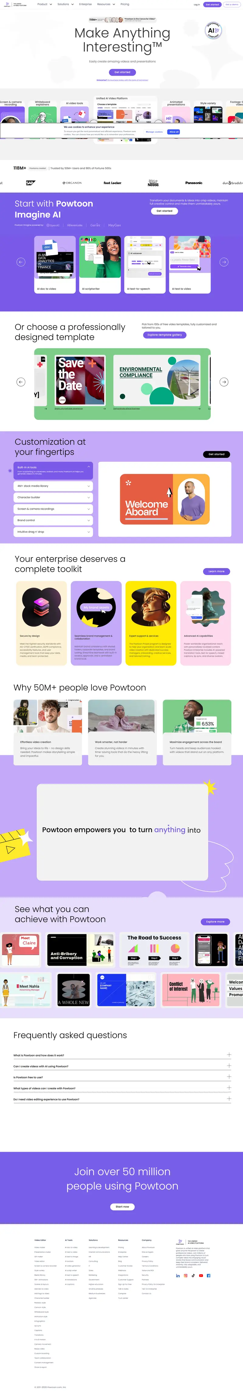 Video Maker | Make Videos and Animations Online | Powtoon website screenshot