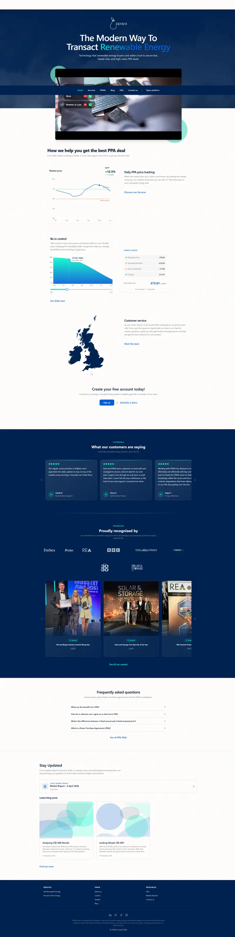 PPAYA | PPA Marketplace UK – Compare Power Purchase Agreement Prices Daily website screenshot