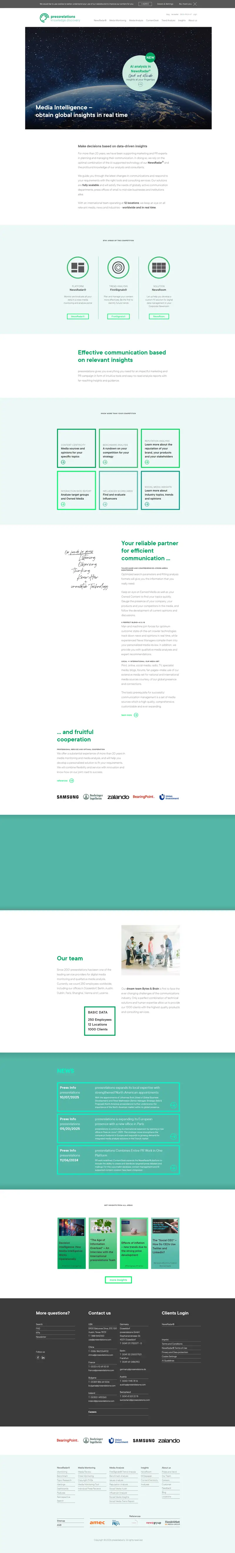 Media Monitoring | Cross-Media Analytics | pressrelations website screenshot