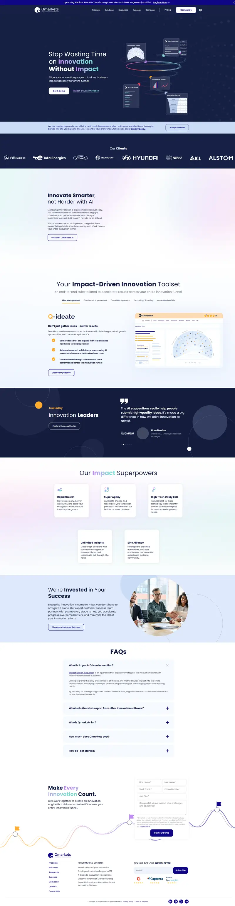 Qmarkets - Impact-Driven Innovation Management Software website screenshot