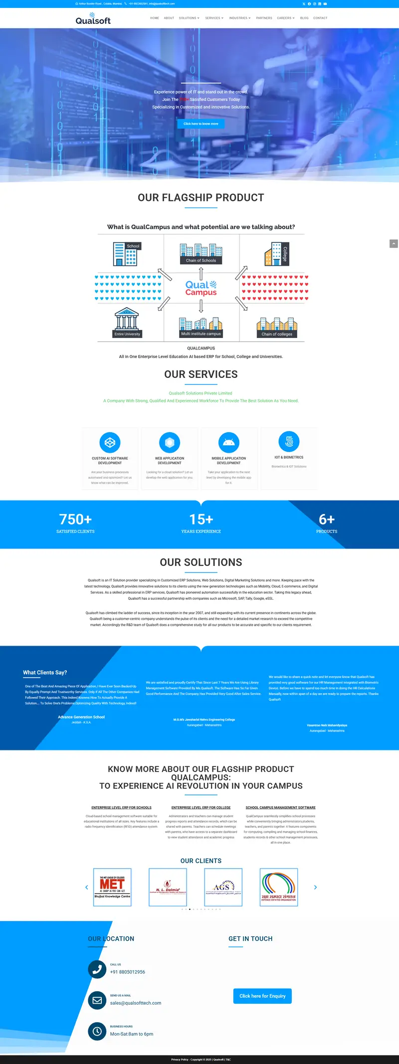 Home - Qualsoft - Edtech & Software Solutions website screenshot