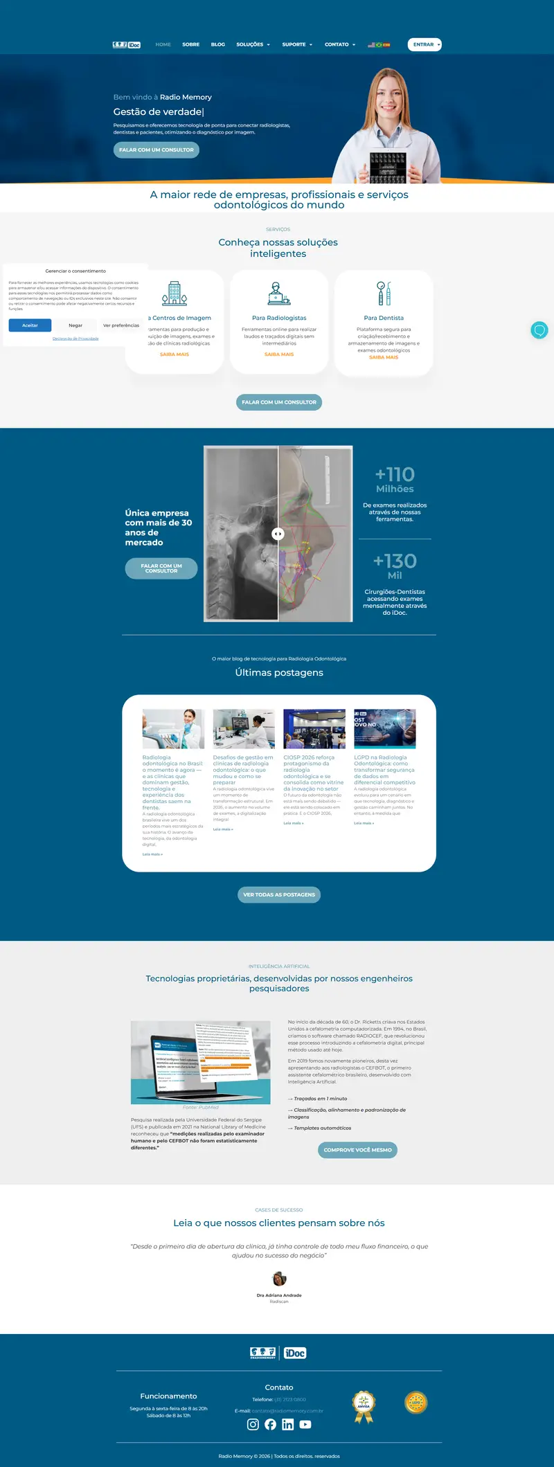 Radio Memory – Empresa pioneira em radiologia digital. website screenshot