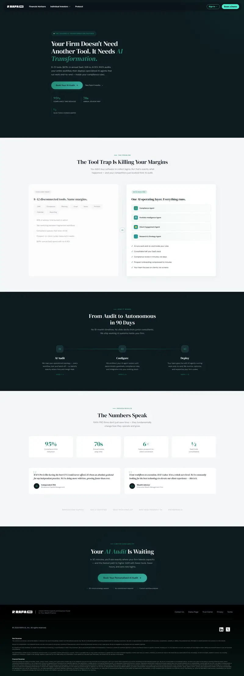 RAFA PRO | Unlock Infinite Capacity and Quantum Scale for Your Wealth Practice website screenshot