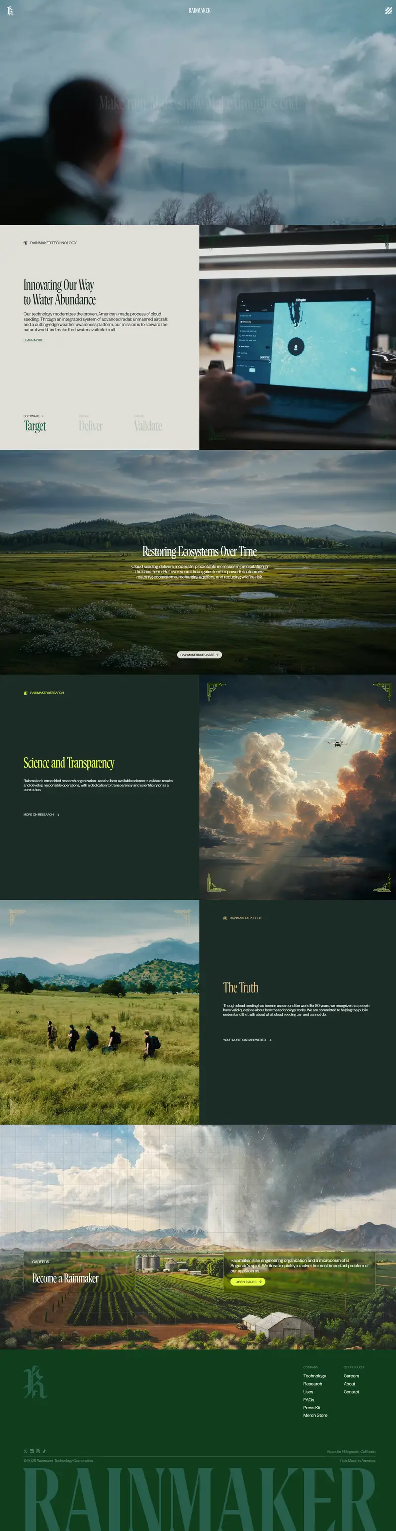 Rainmaker | Leading Cloud Seeding Technology Company in the U.S. website screenshot
