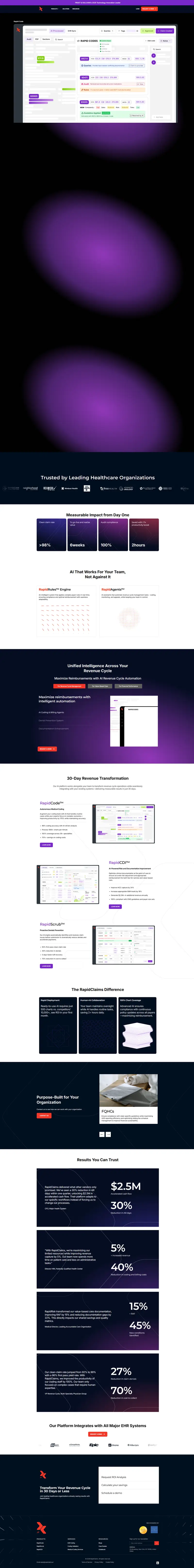 AI Revenue Cycle Management Automation, AI RCM Software website screenshot