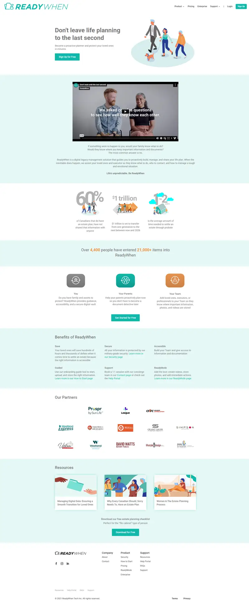 ReadyWhen website screenshot