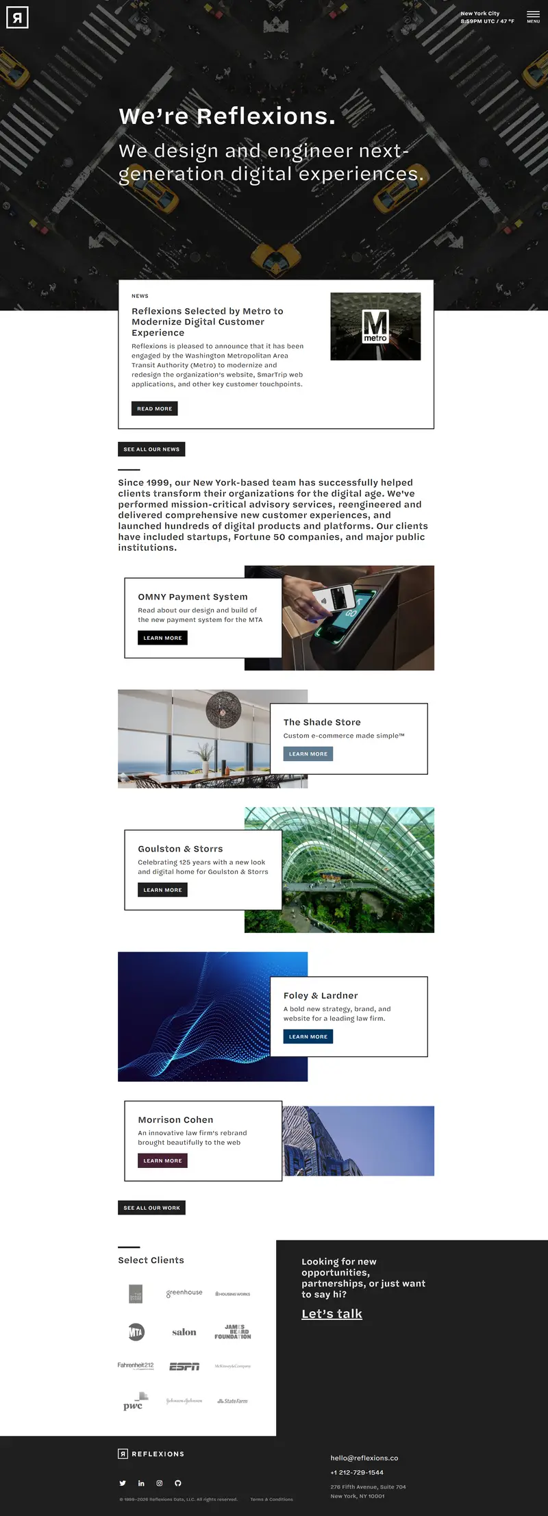 Home | Reflexions website screenshot