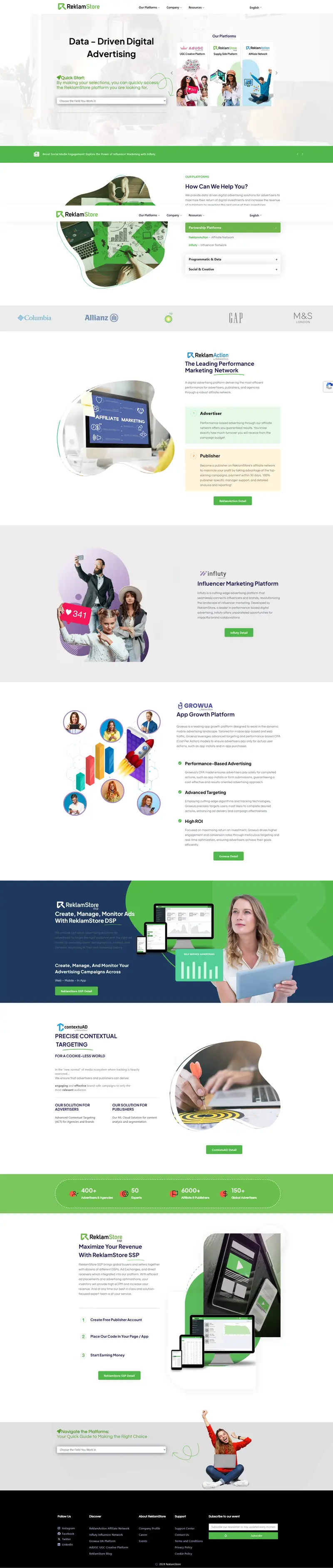 Data - Driven Digital Advertising | ReklamStore website screenshot