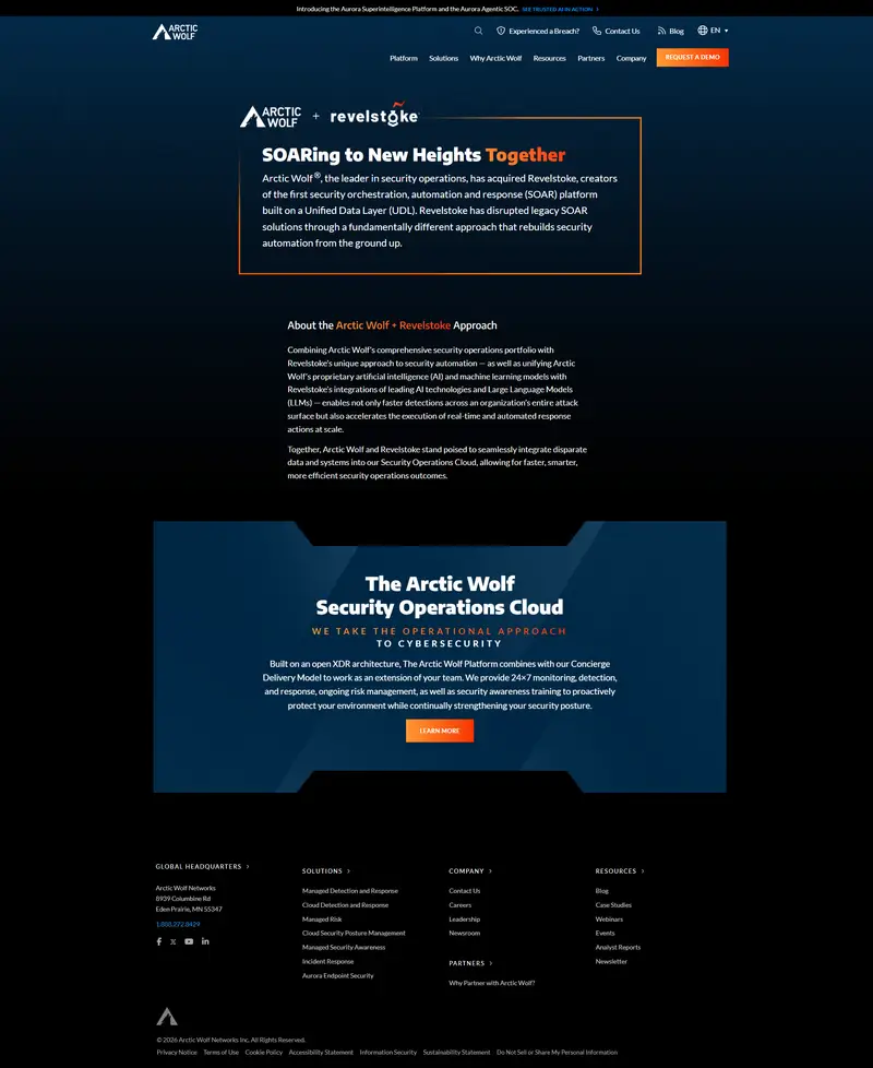 Arctic Wolf + Revelstoke - Arctic Wolf website screenshot