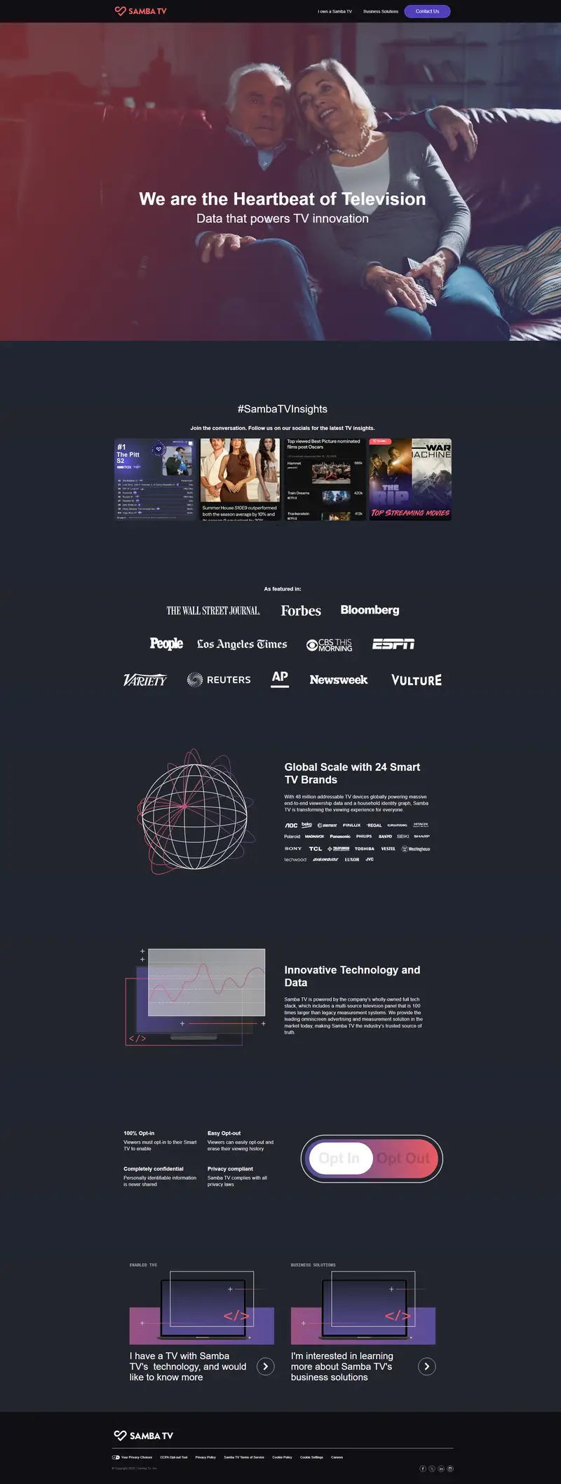 Samba TV Home Page website screenshot