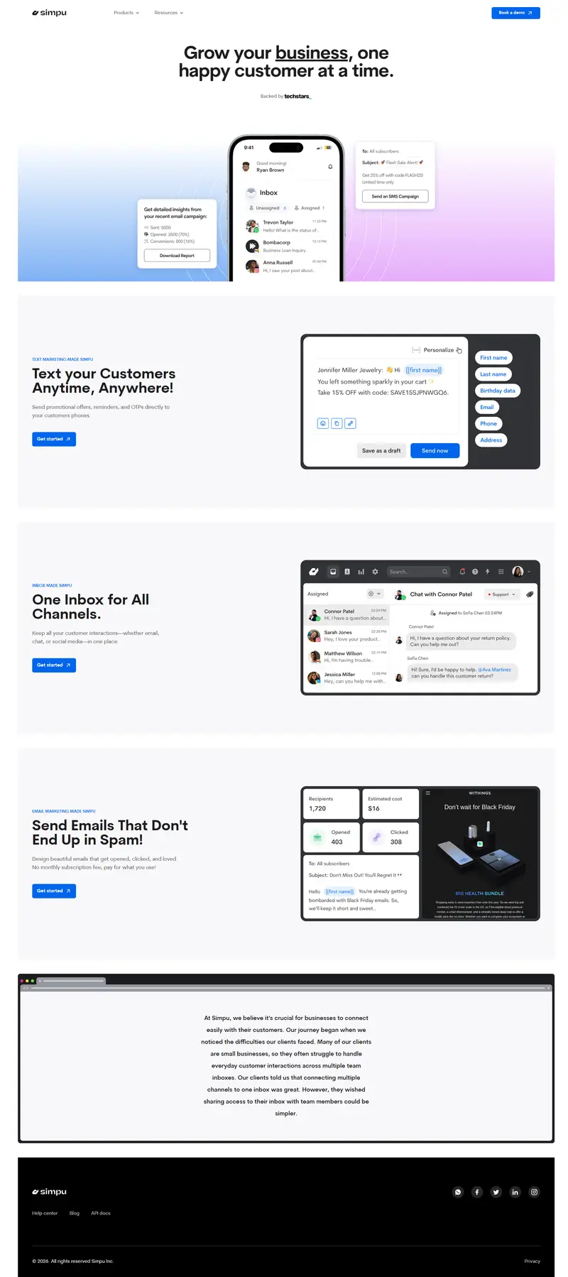 Unified Customer Communication Platform for Businesses - Simpu website screenshot