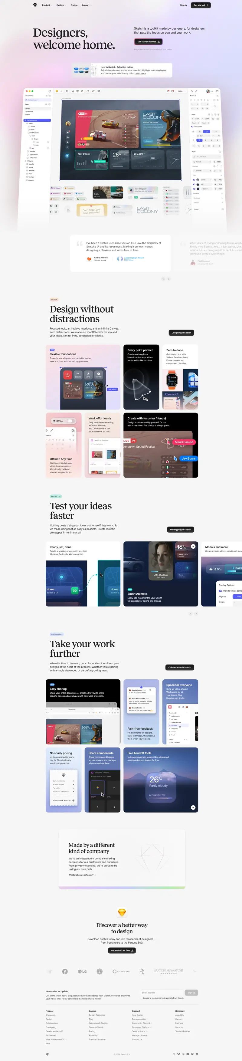 Sketch · Design, prototype, collaborate and handoff website screenshot