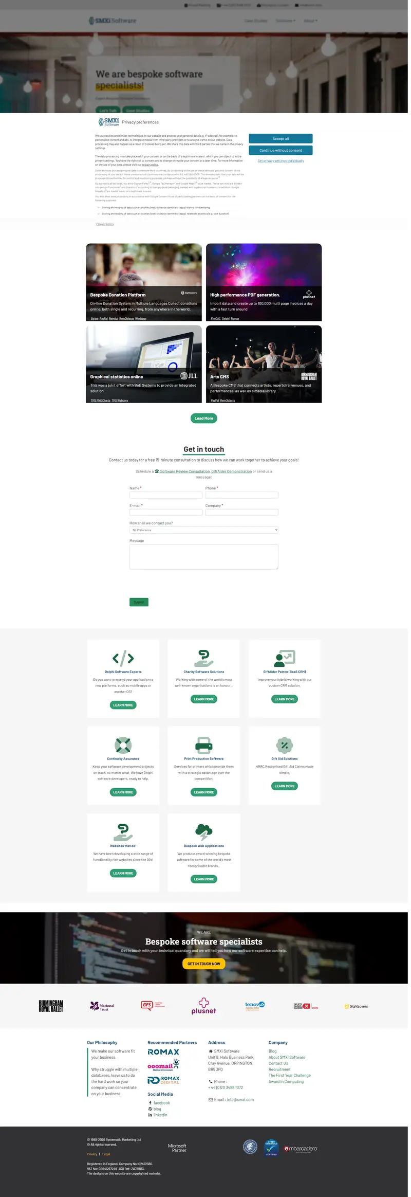 SMXi Software: Bespoke software development UK, Delphi Support website screenshot