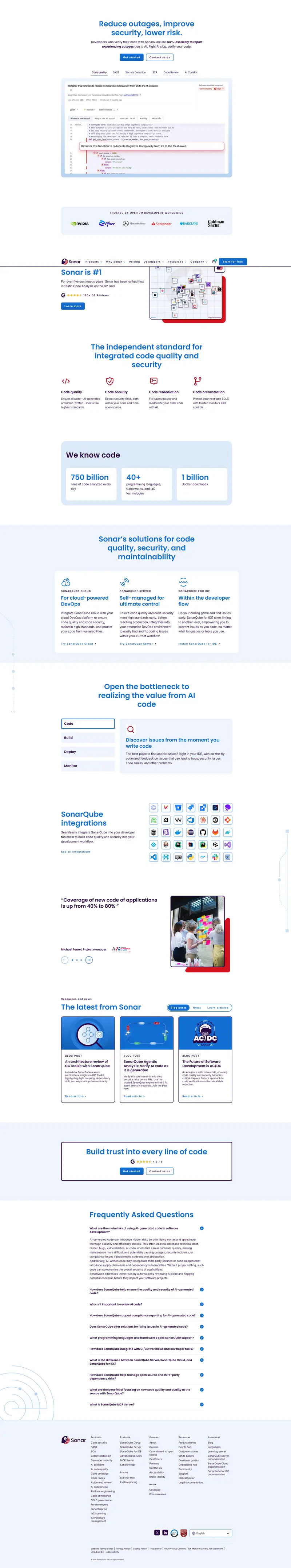 Code Verification for the AI Era | Sonar website screenshot
