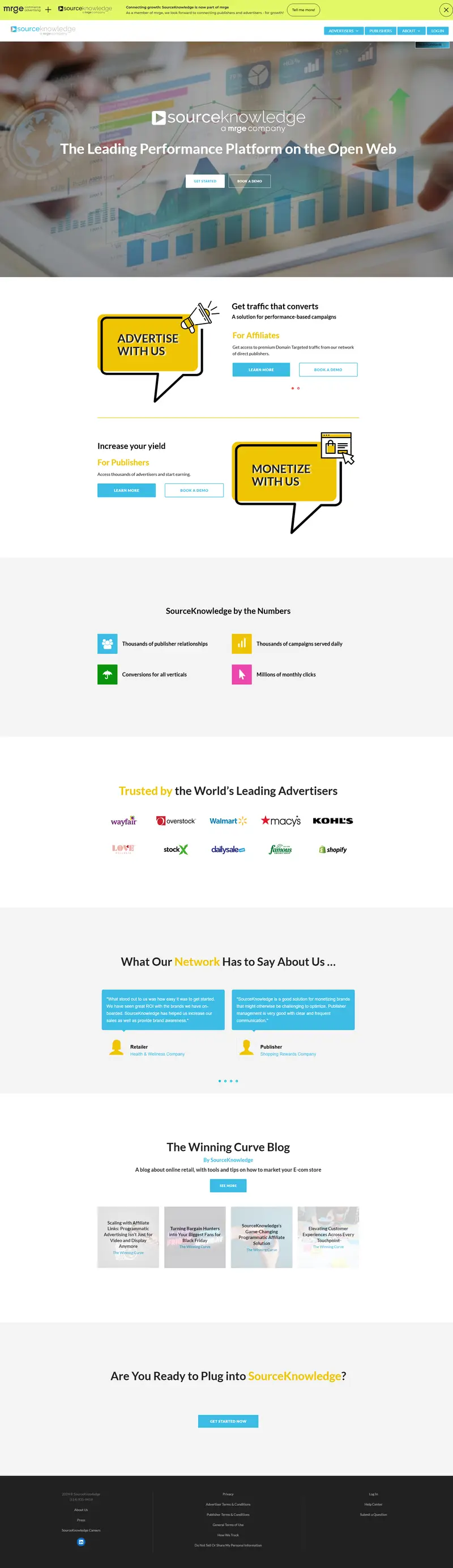 SourceKnowledge | The Leading Performance Platform on the Open Web website screenshot
