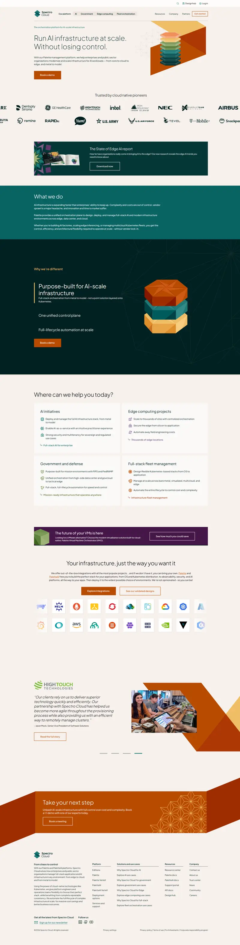 AI Infrastructure Management Platform | Spectro Cloud website screenshot