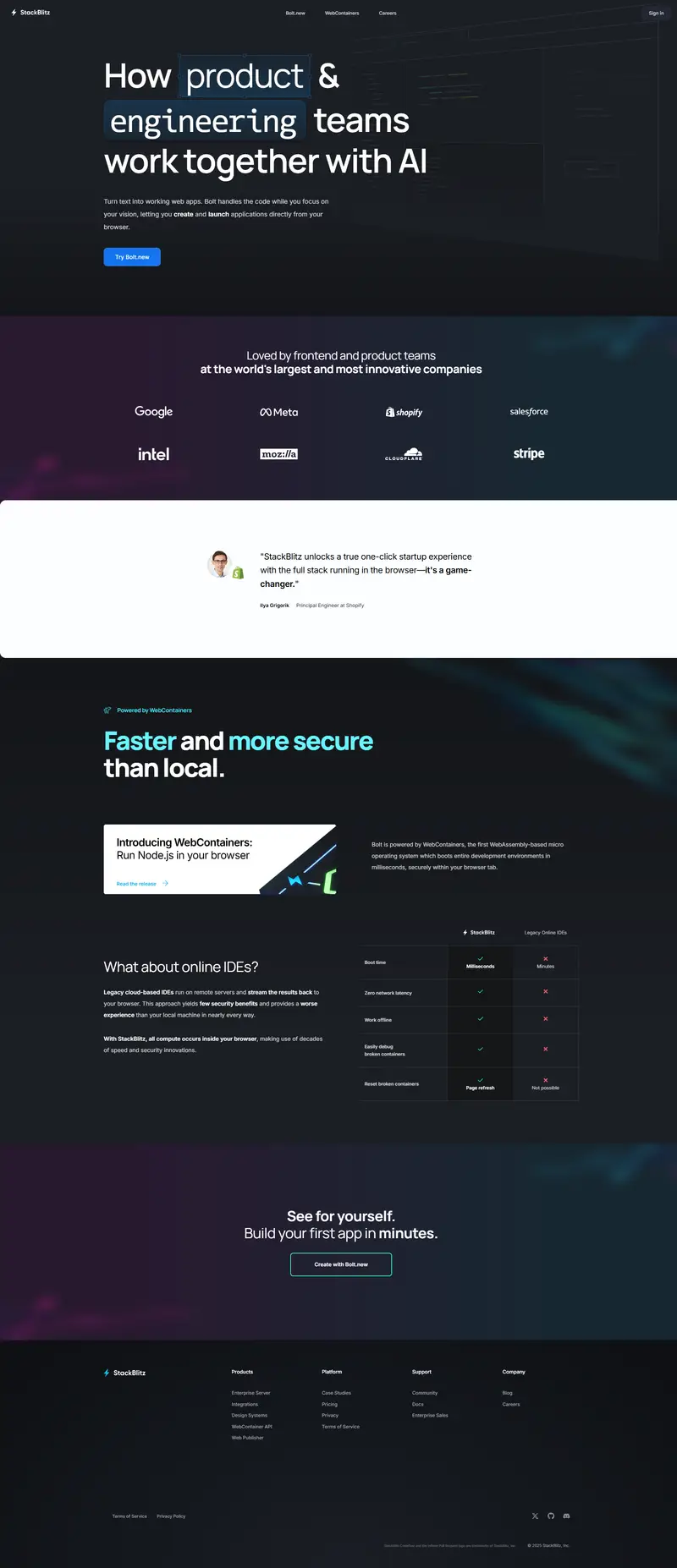 StackBlitz | Instant Dev Environments | Click. Code. Done. website screenshot