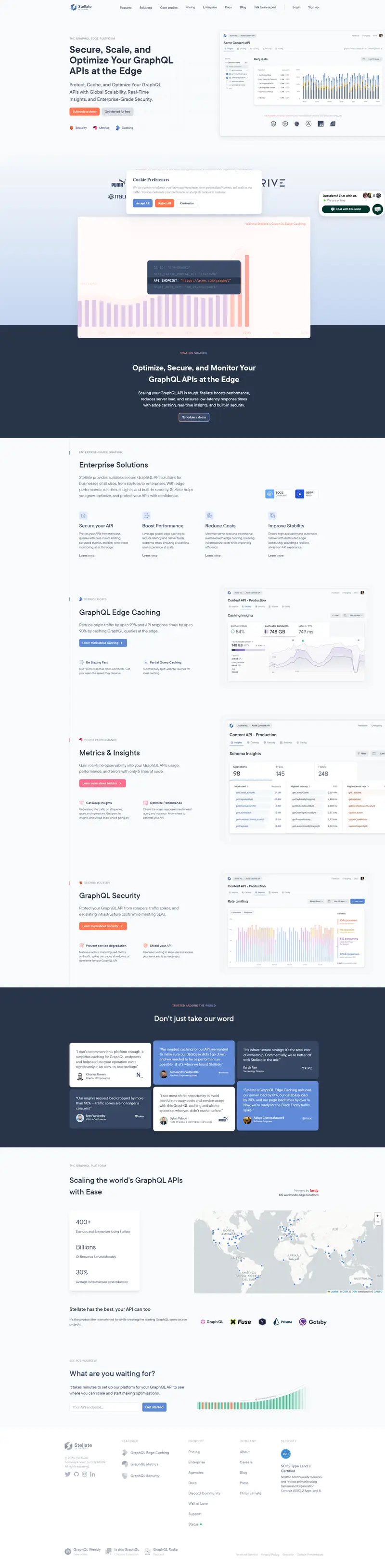 Stellate: Scalable, Secure GraphQL APIs at the Edge website screenshot