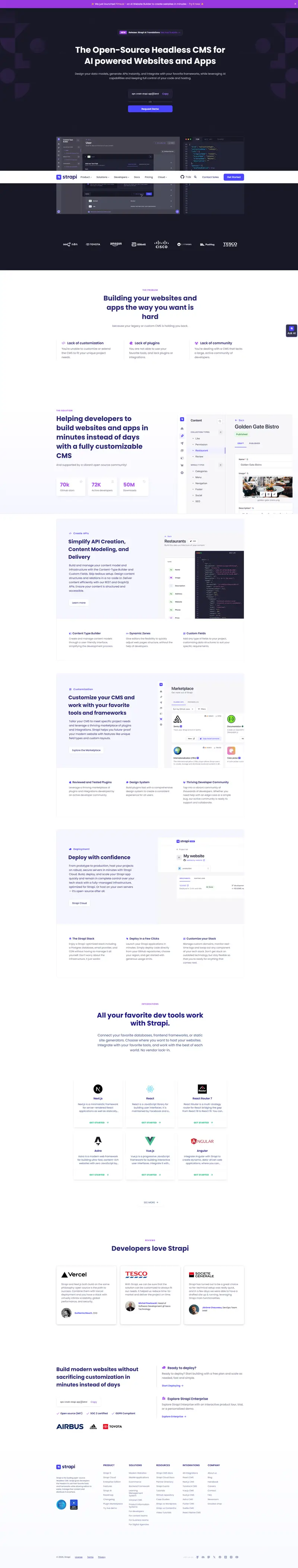 Strapi - Open source Node.js Headless CMS 🚀 website screenshot