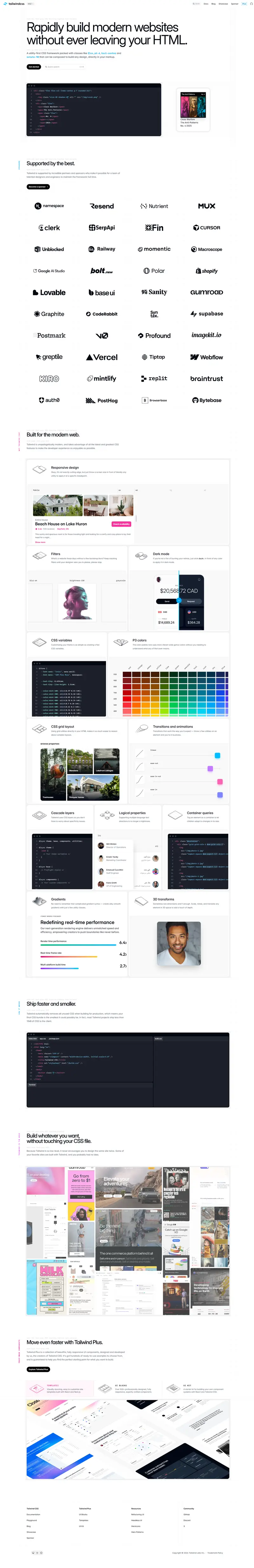 Tailwind CSS - Rapidly build modern websites without ever leaving your HTML. website screenshot