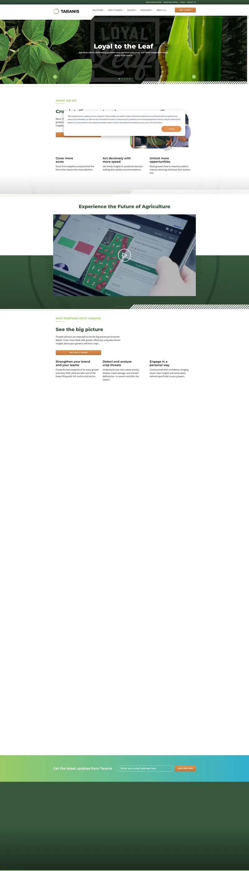 Taranis: Leading Crop Management Software website screenshot