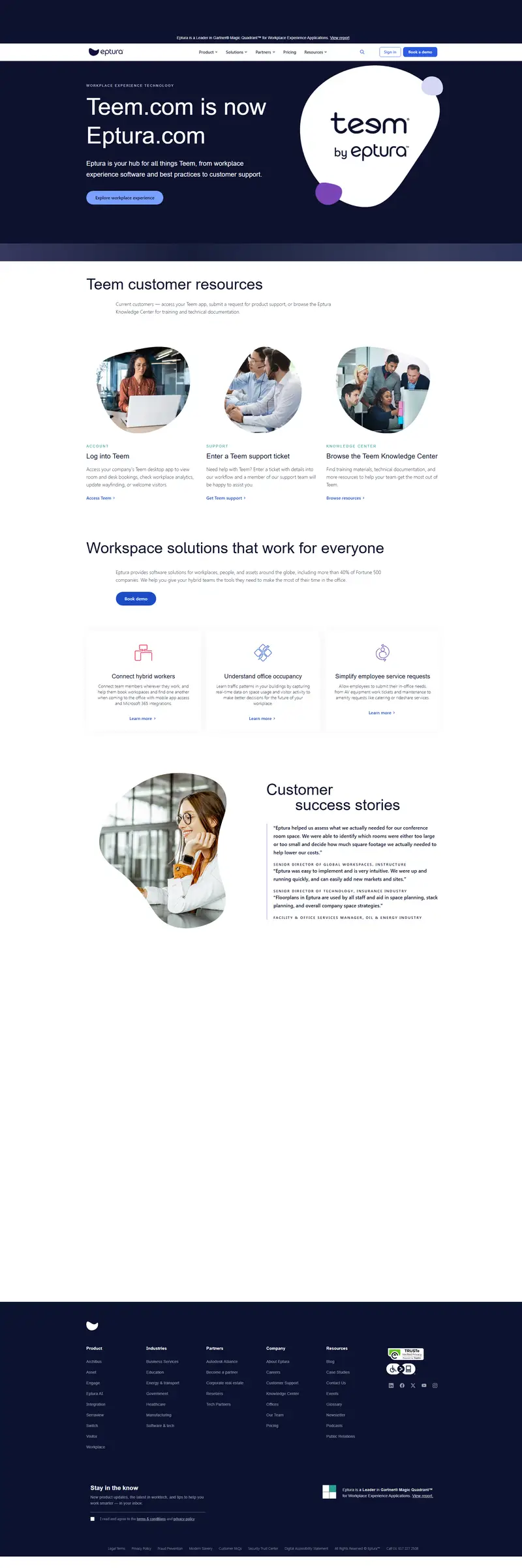 Teem | Eptura website screenshot