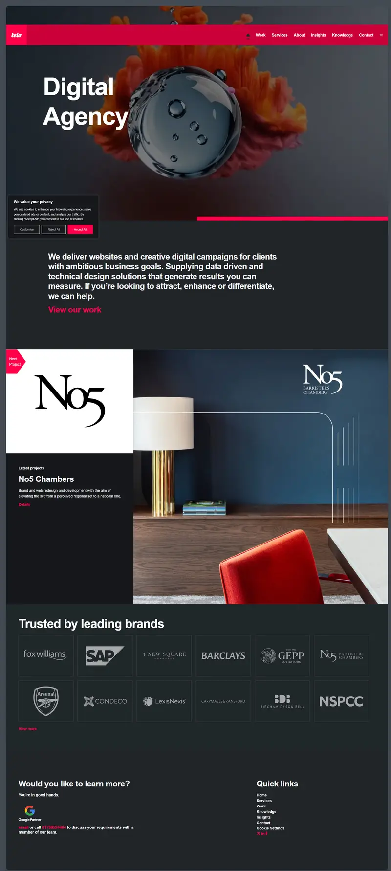 Tela - Creative Digital Agency website screenshot