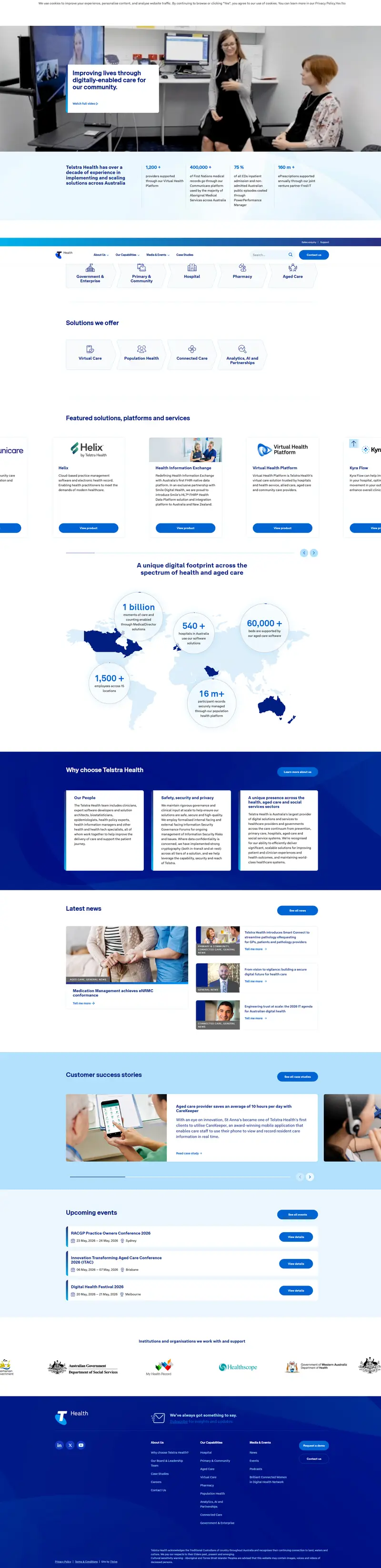 Digital Health Solutions by Telstra Health website screenshot