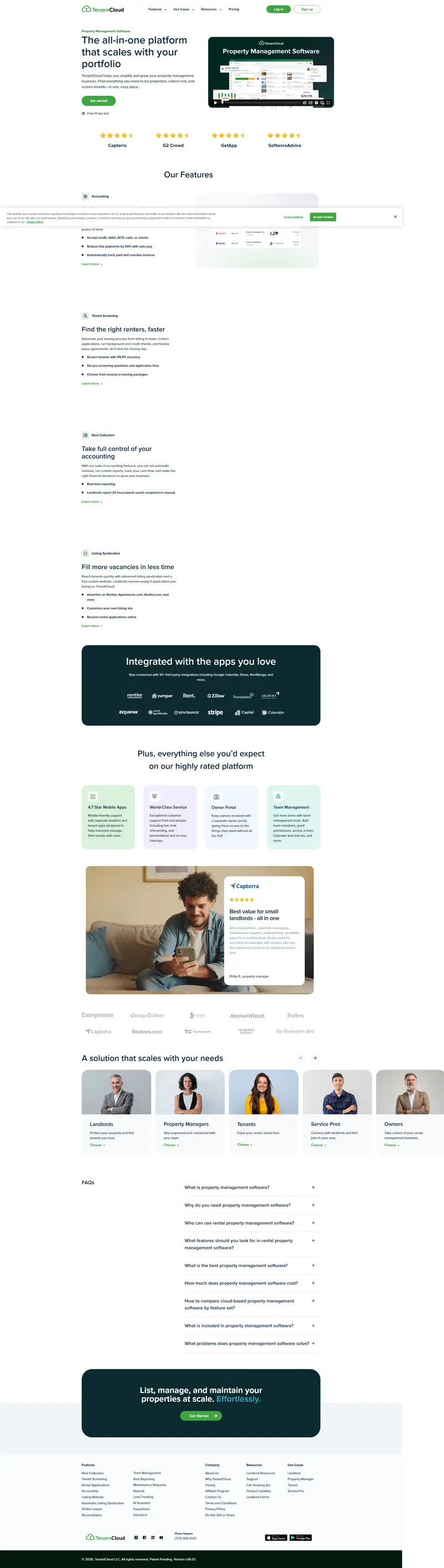 TenantCloud: Property Management Software website screenshot