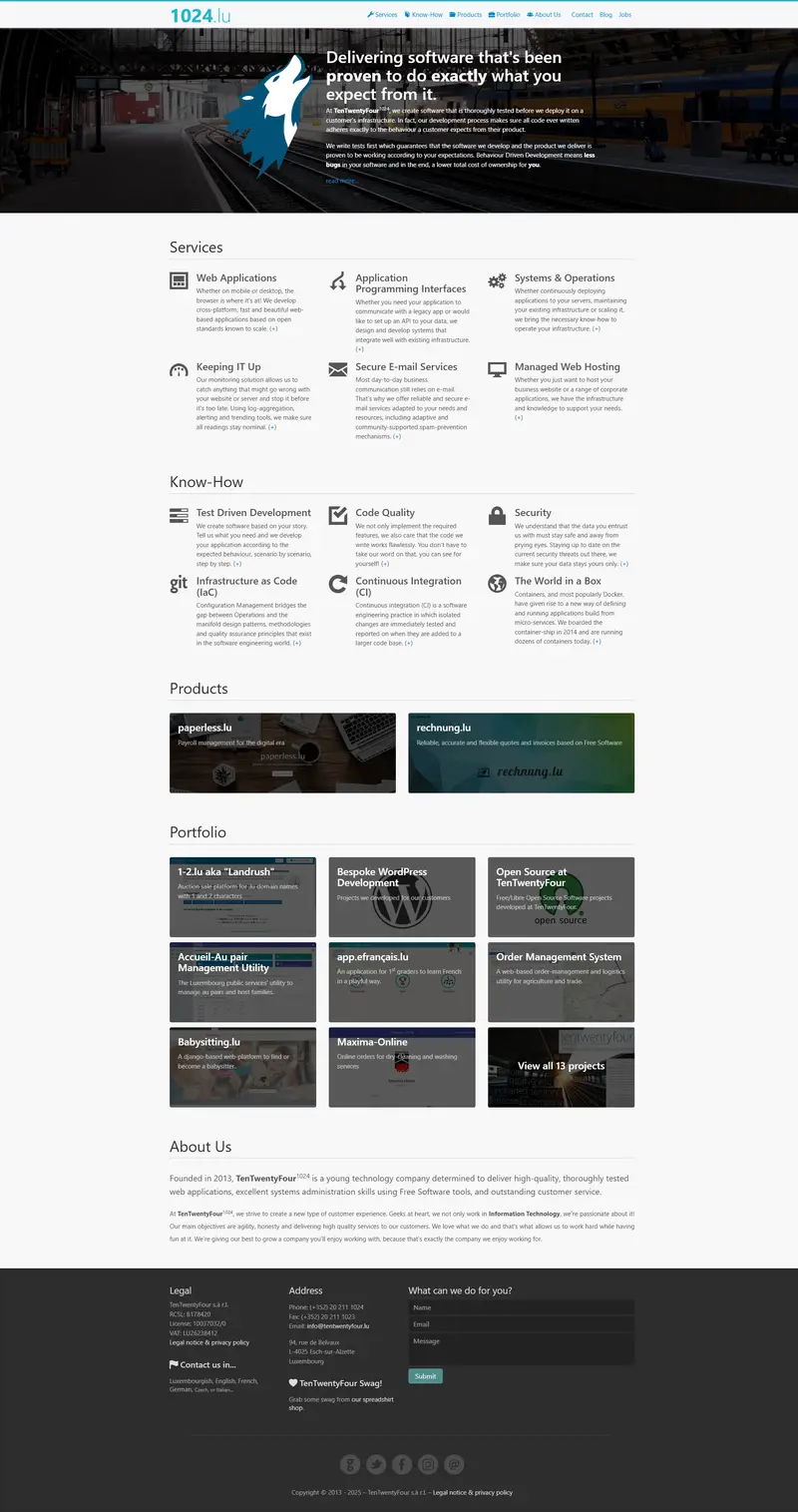 TenTwentyFour S.à r.l. – Welcome to TenTwentyFour website screenshot