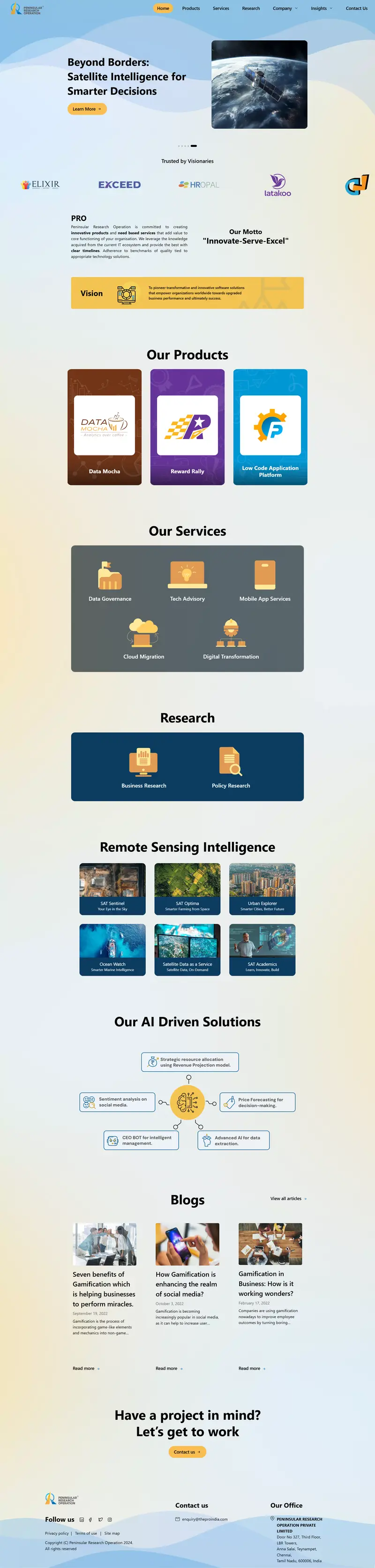PRO | Peninsular Research Operation website screenshot