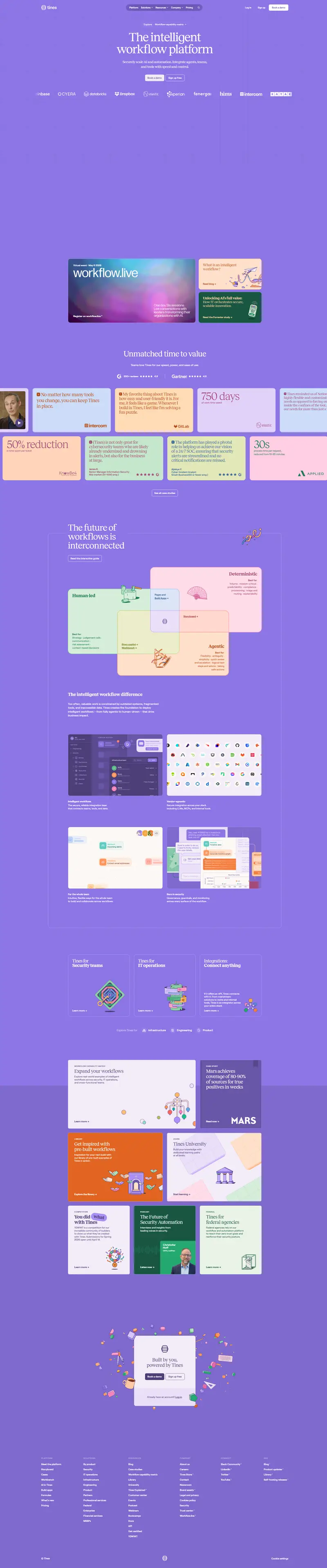 Tines | Intelligent workflow platform website screenshot