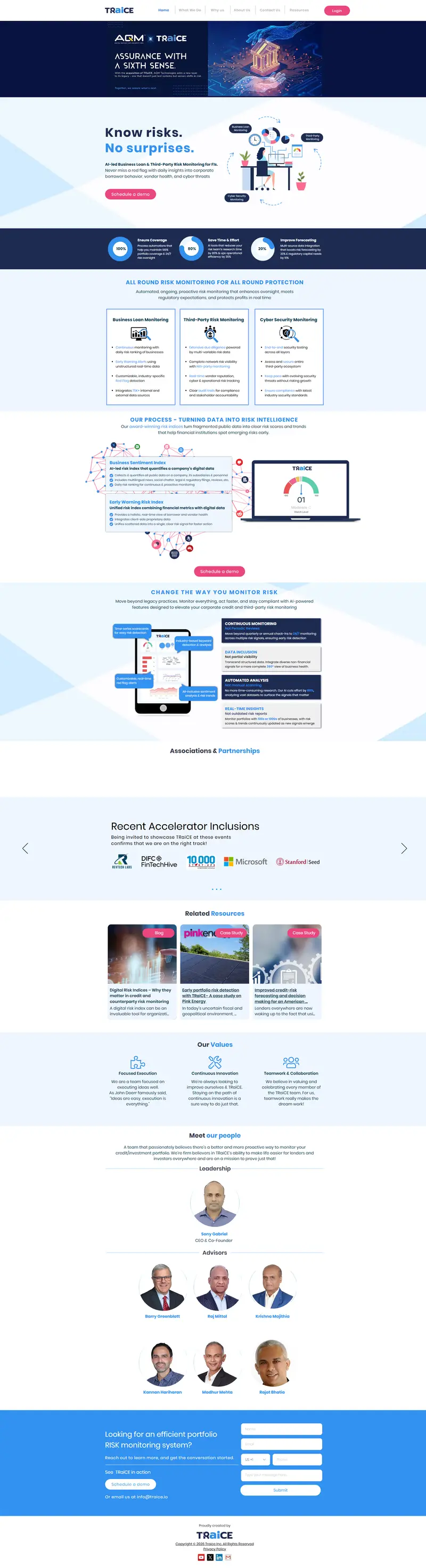 Portfolio Management And Risk Mitigation | TRaiCE website screenshot