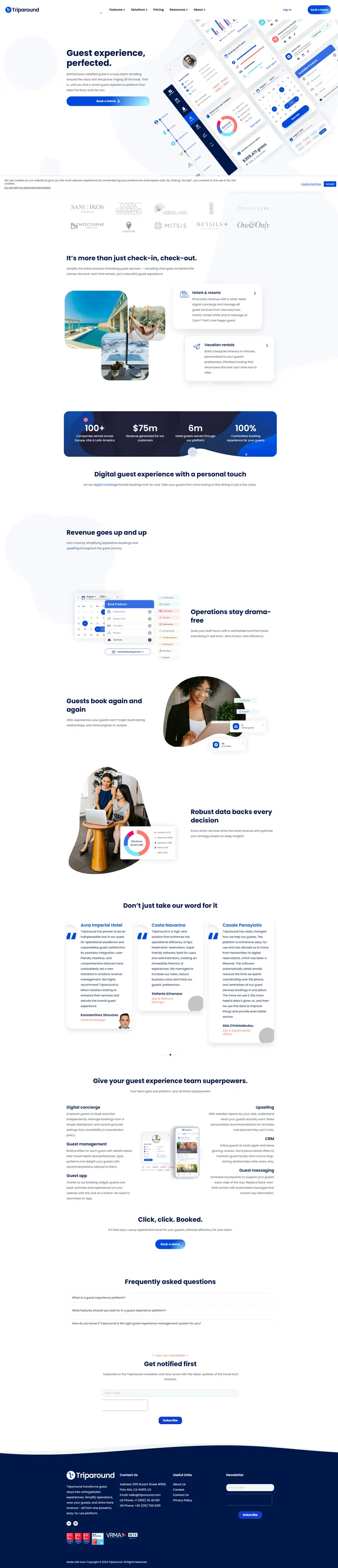 Guest Experience Made Simple | Triparound website screenshot