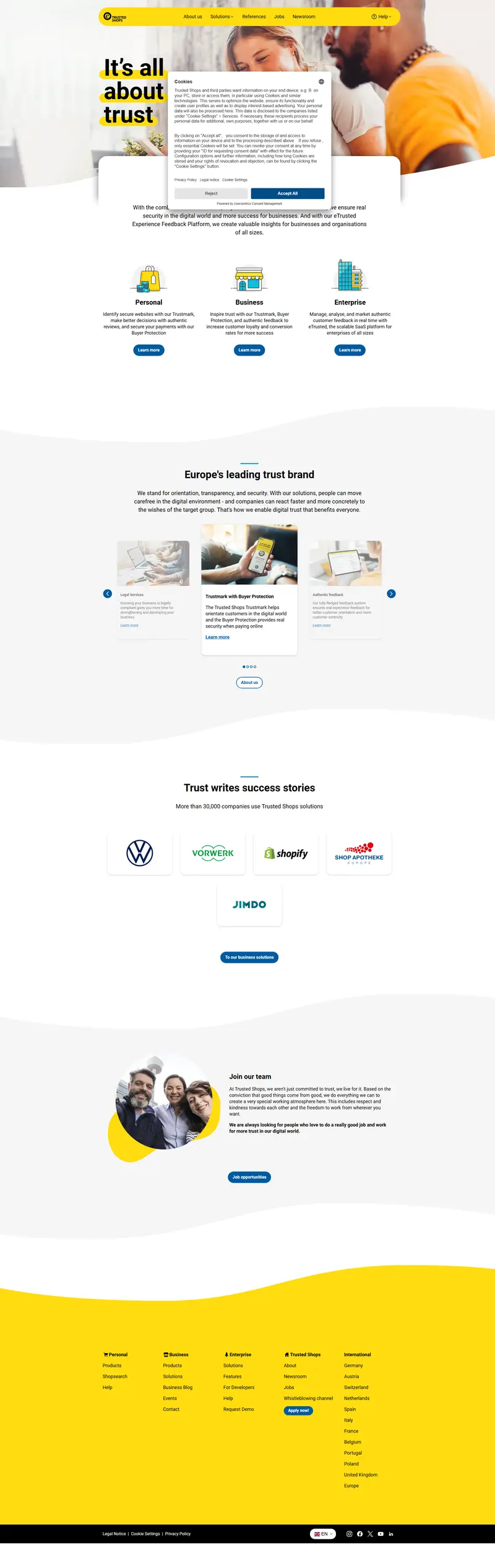 We enable digital trust | Trusted Shops website screenshot