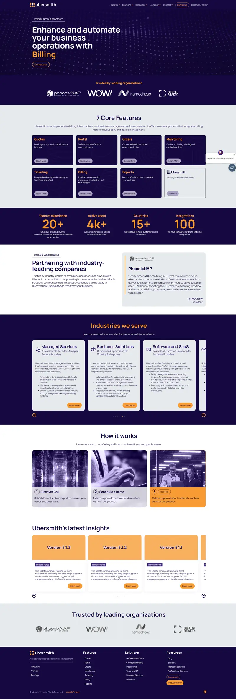 Home - Ubersmith website screenshot