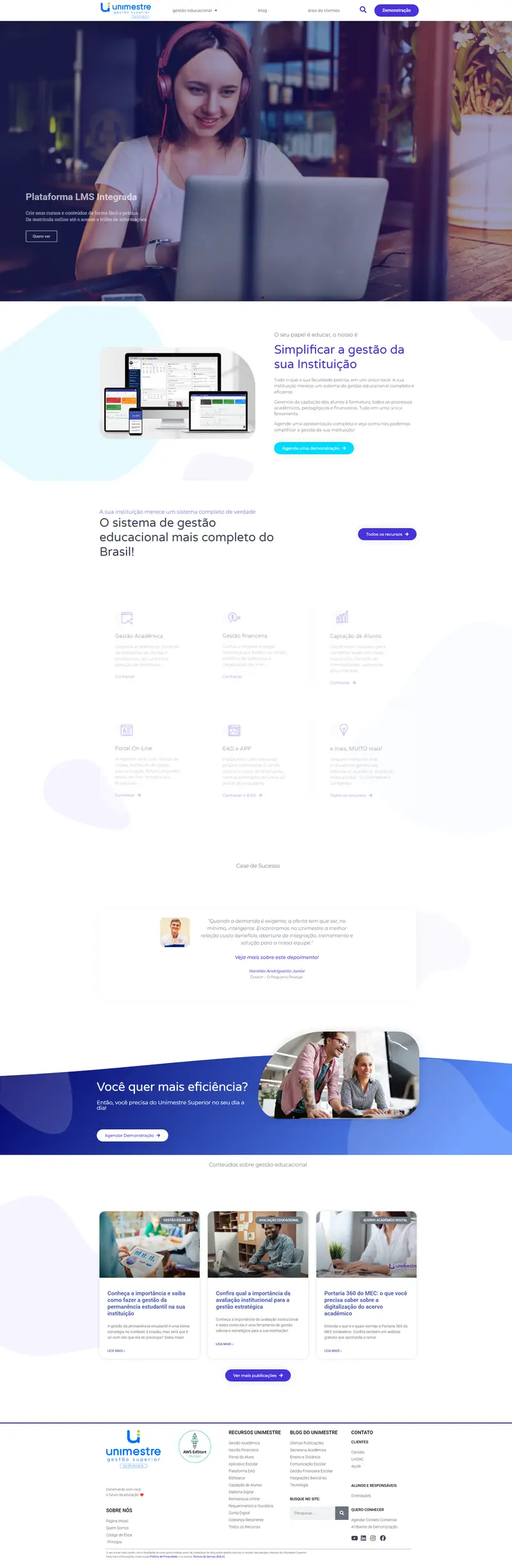 UNIMESTRE - Sistema de Gestão Educacional Integrado e Completo website screenshot