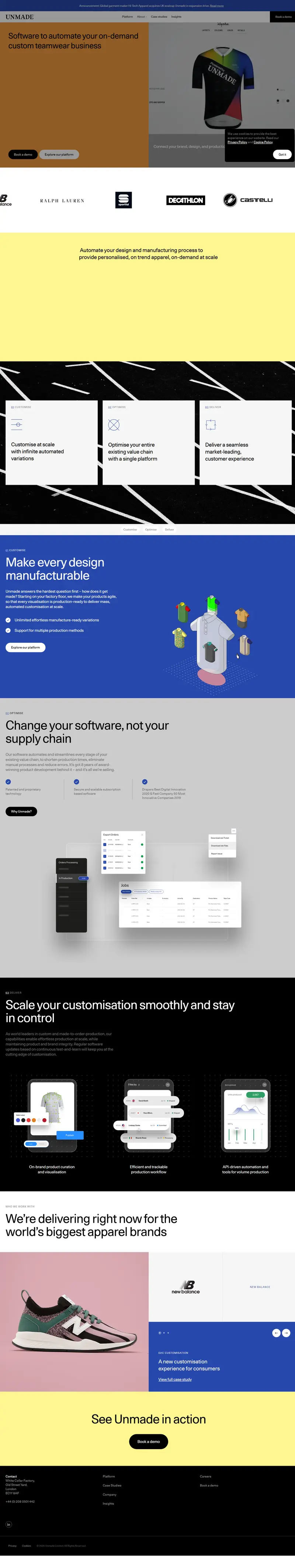 Unmade | Unlock Customised And On-Demand Apparel Production At Scale website screenshot