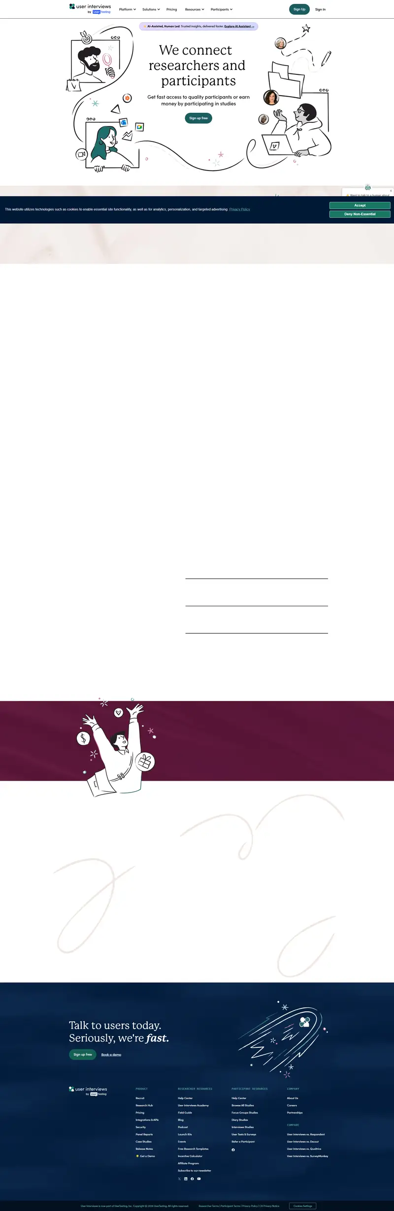 User Interviews | The User Research Recruiting Platform for Teams website screenshot