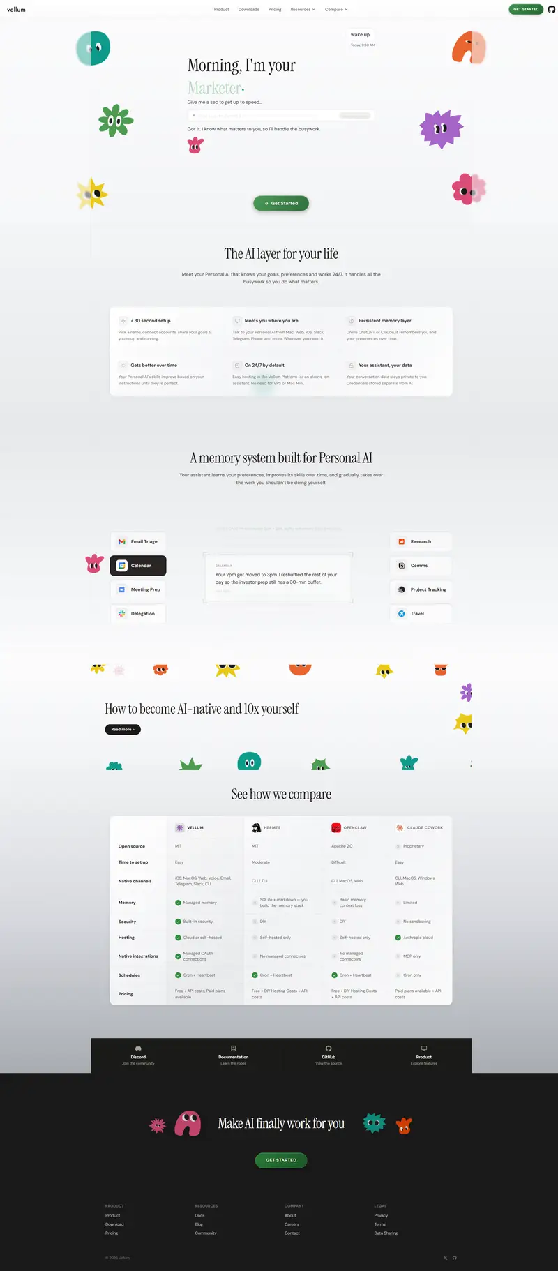 Vellum: Your Personal Intelligence website screenshot