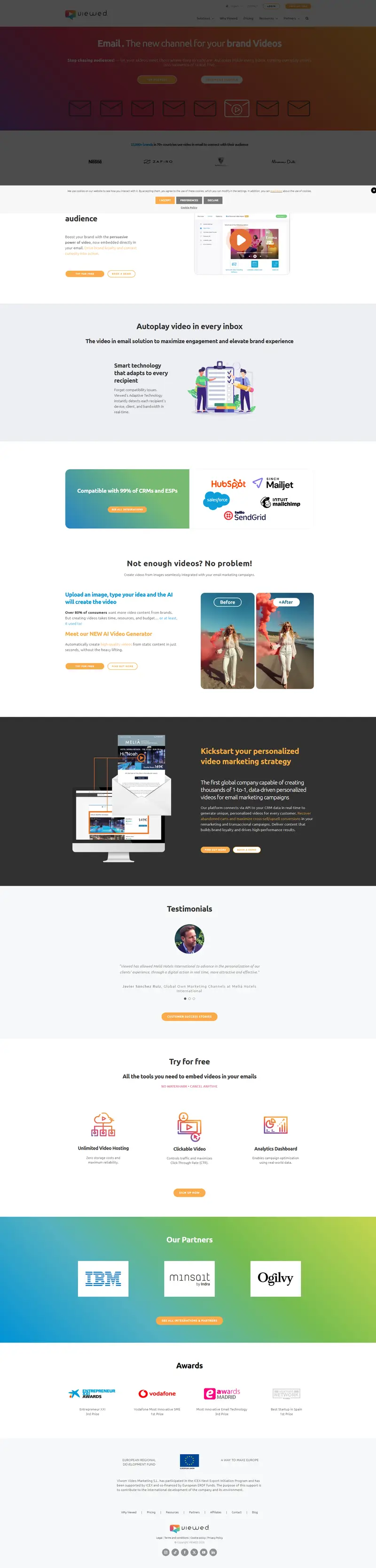 Video email marketing services | VIEWED website screenshot