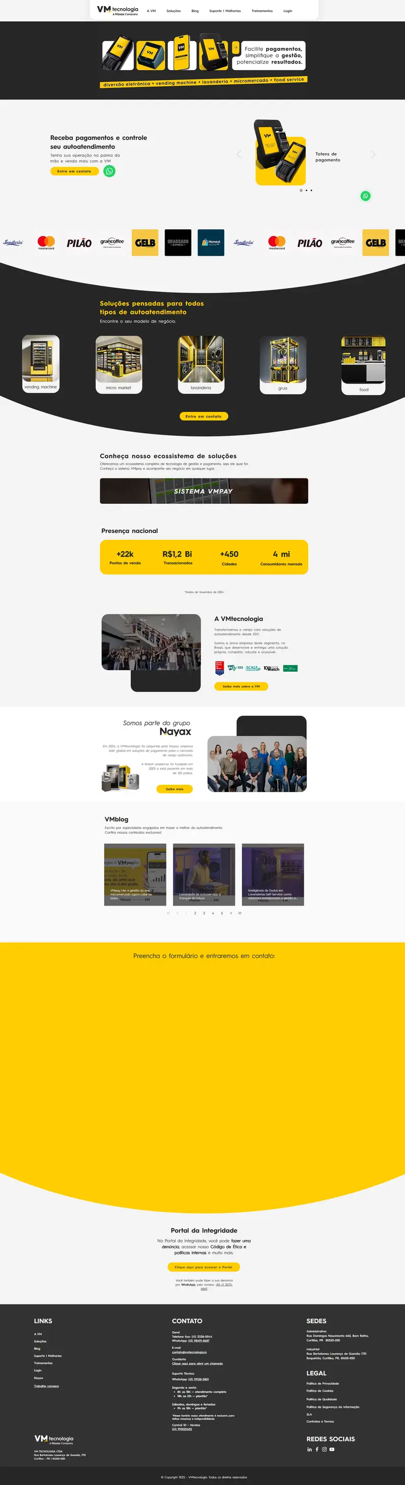 Soluções para autoatendimento | VMtecnologia website screenshot