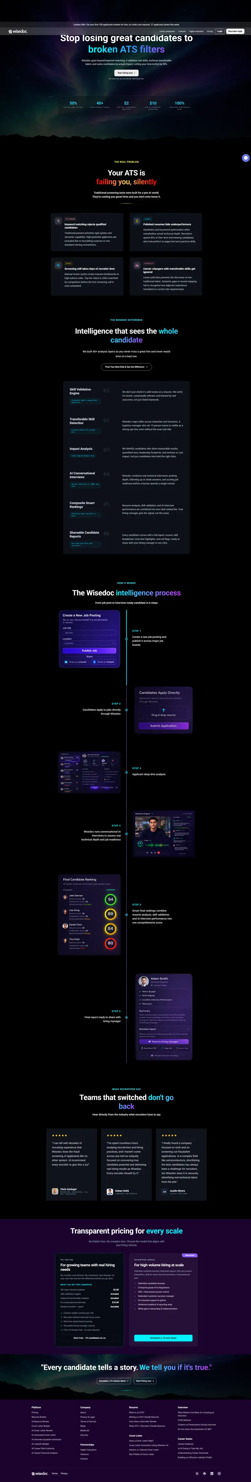 Wisedoc: Hiring Intelligence for Smarter Recruiting website screenshot