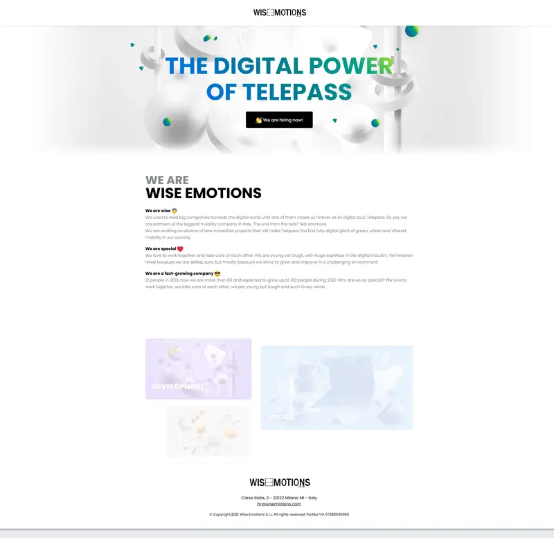 Wise Emotions - The Digital Power of Telepass website screenshot