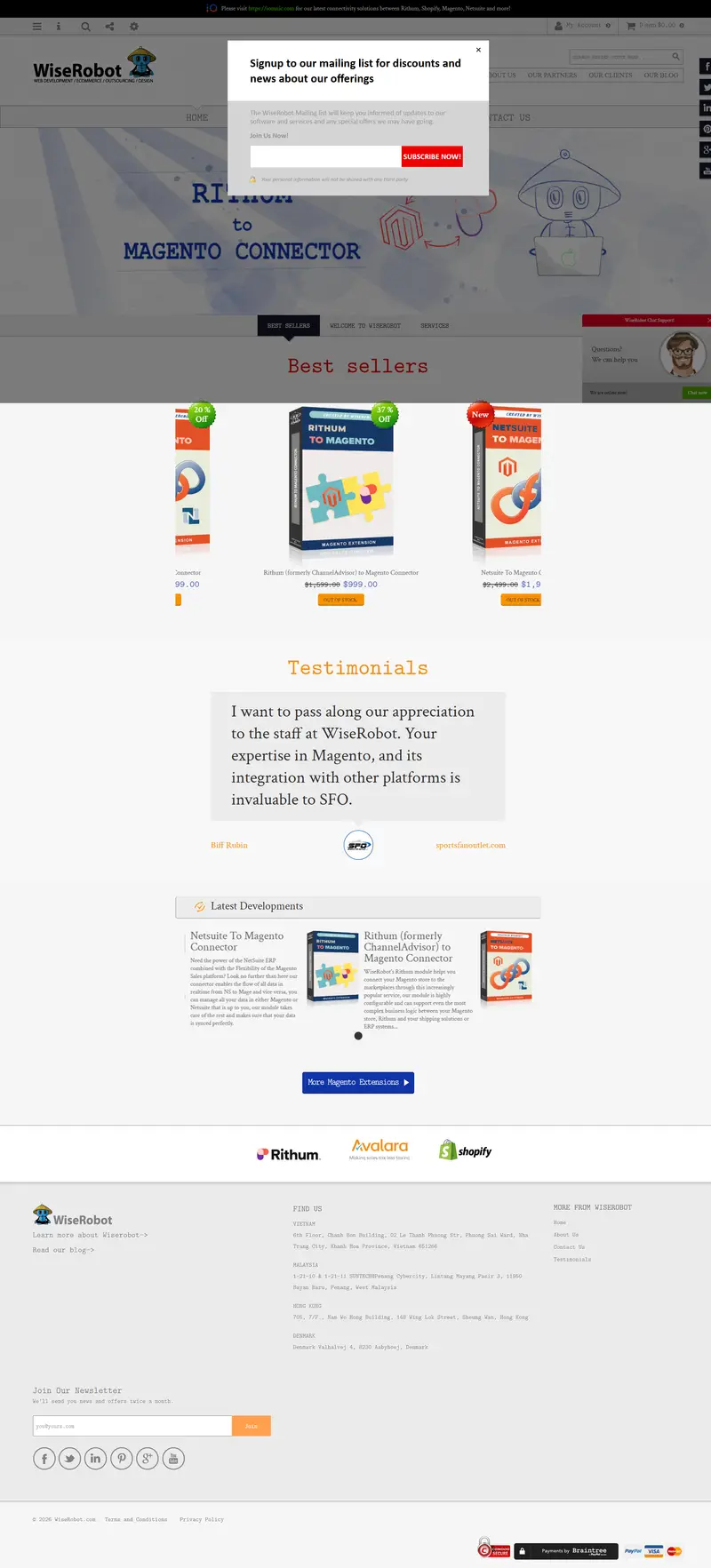 Home - WiseRobot: Magento, Ecommerce and ChannelAdvisor Specialists. website screenshot