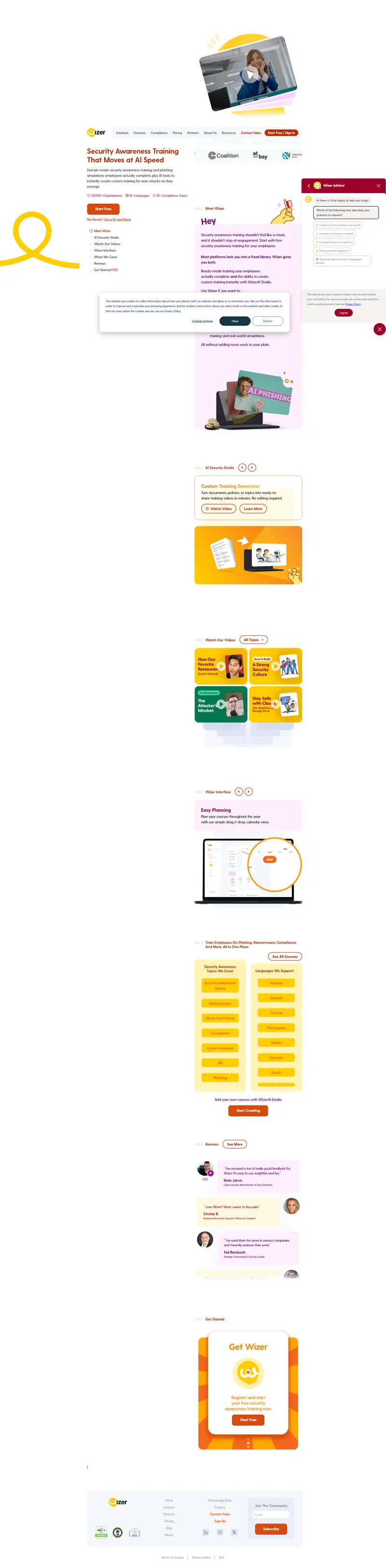 Free Security Awareness Training & Phishing Simulation | Wizer website screenshot